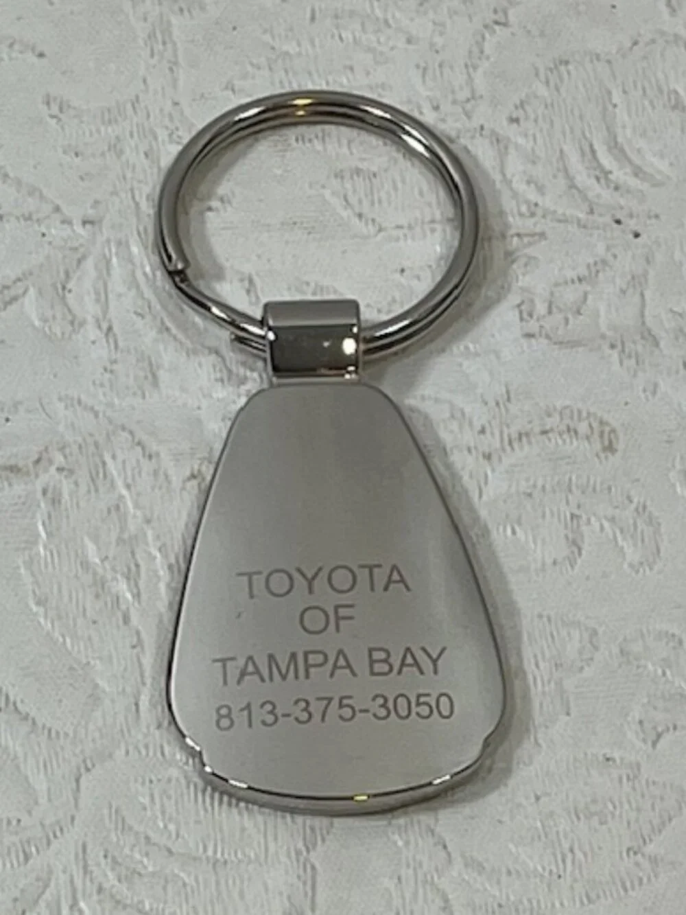 NEW Toyota Teardrop Key Chain Laser-Etched Satin Finish Metal Fob Tampa 1